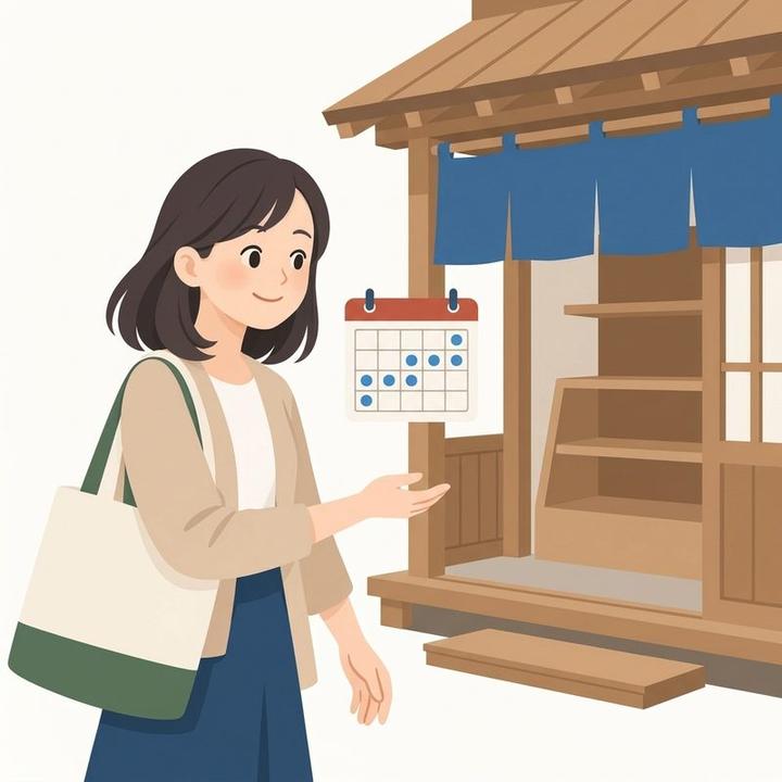カレンダーを背に、いつもの同じお店へまた向かう女性