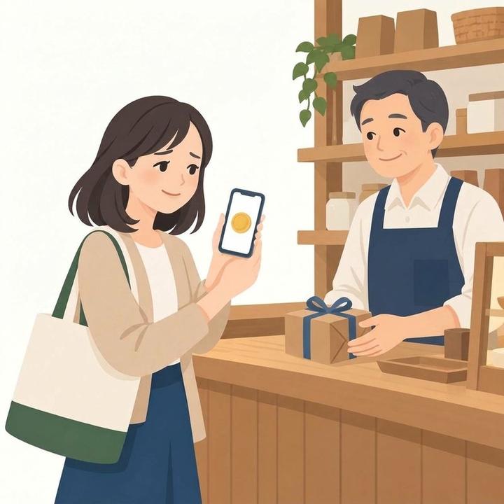 景品と交換して、スマホのポイントの残高が小さくなった女性