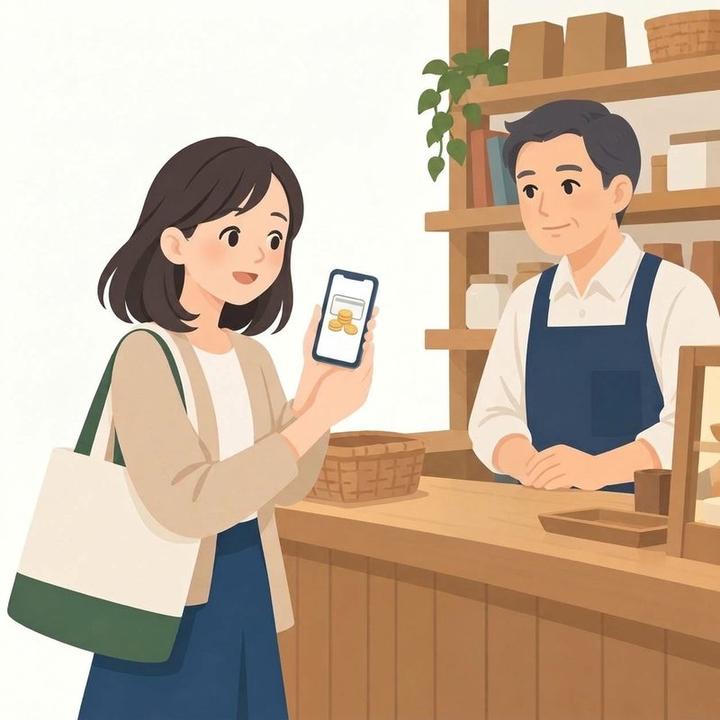 スマホの会員証に、ポイントの数だけが並んでいる