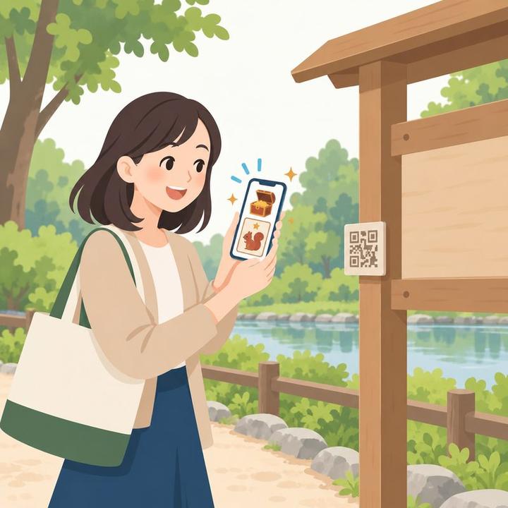 次の日、同じ場所でまた宝箱が開き、別のカードが当たって喜ぶ女性