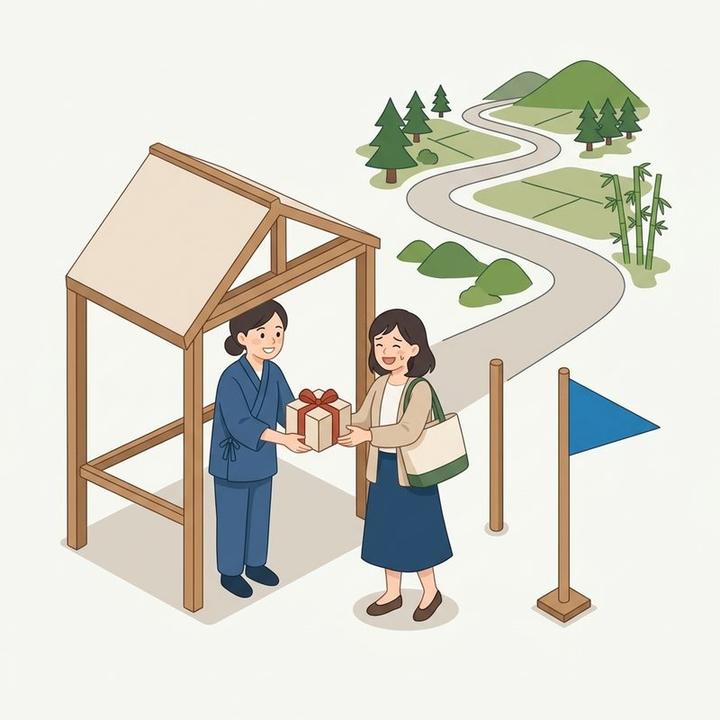 ゴールまでたどり着いた人だけが景品を受け取っている